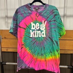 Gildan Tie-Dye Be Kind T-Shirt - Pink, Green, Blue